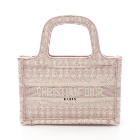Christian Dior Dior BOOK TOTE Mini Handbag, Canvas, Women's, Pink/White - Picture 1 of 9